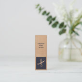 Moderne Kraft Paper Blue Scissour Haar Stylist Mini Visitenkarte (Stehend Vorderseite)