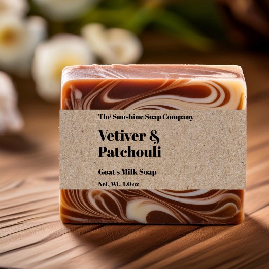 Moderne Kraft Paper Style Soap Bauch Band 2" x 9" Einladung