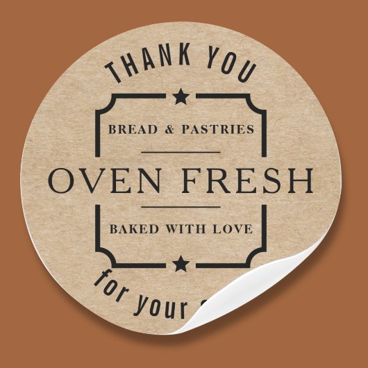 Moderne Kraft Rustikale Schwarz Danke Bäckerei Runder Aufkleber