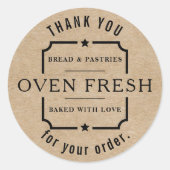 Moderne Kraft Rustikale Schwarz Danke Bäckerei Runder Aufkleber (Vorderseite)
