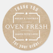 Moderne Kraft Rustikales Weiß Danke Bäckerei Runder Aufkleber (Vorderseite)