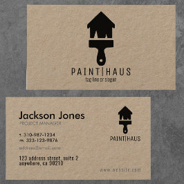 Moderne Kraft + Schwarze Zuhause-Malerpinsel Visitenkarte