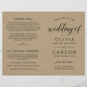 Moderne Kraft- und Black Script-Hochzeitsprogramme (Vorderseite)