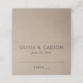 Moderne Kraft- und Black Wedding Monogram Platzkarte (Außenseite Aufgefaltet)