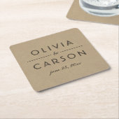 Moderne Kraft- und Black Wedding Monogram Rechteckiger Pappuntersetzer (angewinkelt)