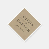 Moderne Kraft- und Black Wedding Monogram Serviette (Ecke)