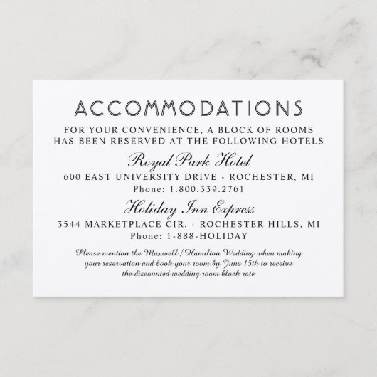 Moderne Kraft- und Black Wedding-Unterkünfte Begleitkarte (Vorderseite)