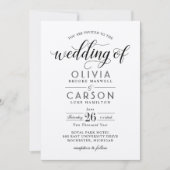 Moderne Kraft- und Schwarz-Script-Hochzeit Einladung (Vorderseite)