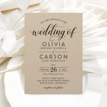Moderne Kraft- und Schwarz-Script-Hochzeit