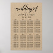 Moderne Kraft- und Schwarz-Script-Hochzeitssitze Poster (Vorne)