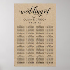 Moderne Kraft- und Schwarz-Script-Hochzeitssitze Poster