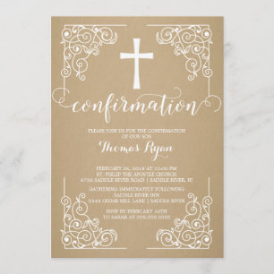 Moderne Kraftpapierquerbestätigungs-Einladung Einladung