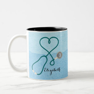 Moderne Krankenpfleger Ärztin Absolventen-Monogram Zweifarbige Tasse