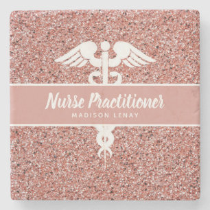 Moderne Krankenpfleger Rose Gold Personalisiert Steinuntersetzer