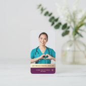 Moderne Krankenschwester Elegant Luxus Lila Gold Visitenkarte (Stehend Vorderseite)