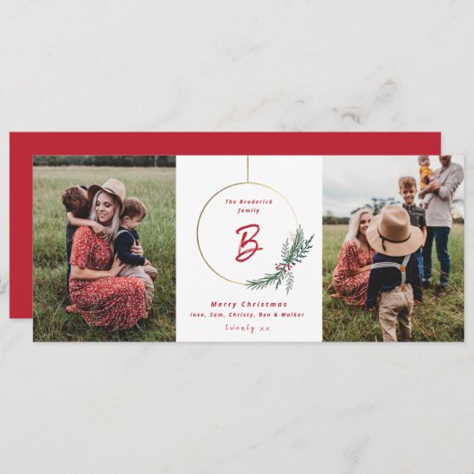 Moderne Kranz Weihnachtskarte Feiertagskarte (Vorne/Hinten)