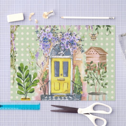 Moderne Krapbuchhintergrund Grünflächen Collage Seidenpapier (Handwerk)