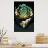 Moderne Kraterlandschaft mit Planetenuntergrund P Poster (Küche)