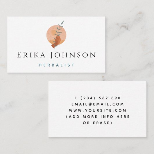 Moderne Kräuterhand mit einer Pflanze Trendy Cool Visitenkarte (Vorne/Hinten)