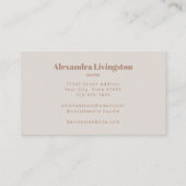 Moderne kreative Abstrakt Beige Tan Beruflich Visitenkarte (Rückseite)