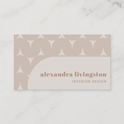 Moderne kreative Abstrakt Beige Tan Beruflich Visitenkarte (Vorderseite)