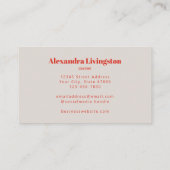 Moderne kreative skandinavische Rote Flora Visitenkarte (Rückseite)