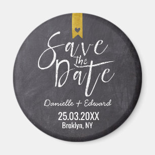 Moderne Kreidetafel Handschrift Save The Date Magnet