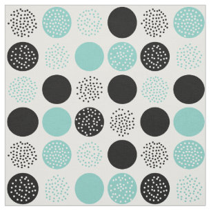 Moderne Kreis-Punkt-weißes schwarzes Aqua-Gewebe Stoff