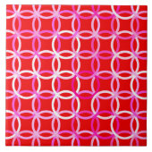 Moderne Kreise, dunkelrot und rosa Fliese (Vorderseite)