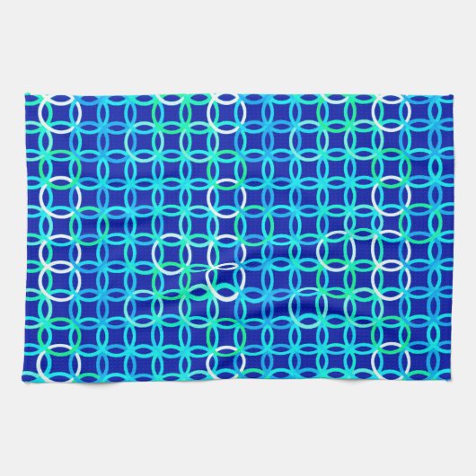 Moderne Kreise, Kobalt u. Pfau der Mitte des Handtuch (Horizontal)