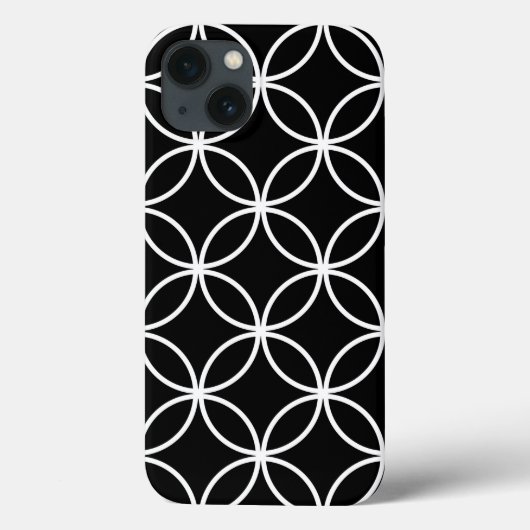 Moderne Kreise Muster Schwarz-Weiß Case-Mate iPhone Hülle (Rückseite)