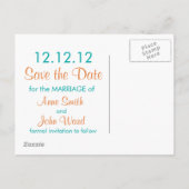 Moderne Kreise Save the Date - Orange & Türkis Ankündigungspostkarte (Rückseite)