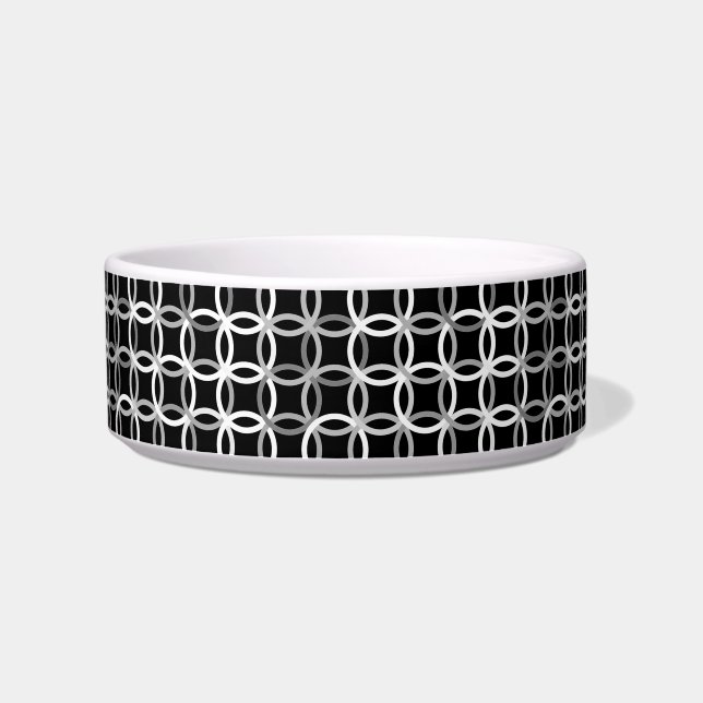 Moderne Kreise, schwarz, weiß und grau Napf (Links)