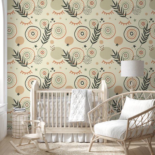 Moderne Kreise und Doodles Muster Tapete (Kinder)