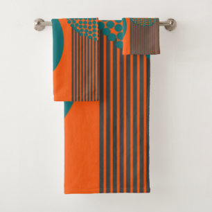 Moderne Kreise und Linien des Mitteljahrhunderts Badhandtuch Set