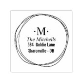 Moderne Kreise Wreath Monogramm-Adresse Permastempel (Design)