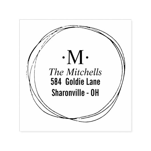 Moderne Kreise Wreath Monogramm-Adresse Permastempel (Design)
