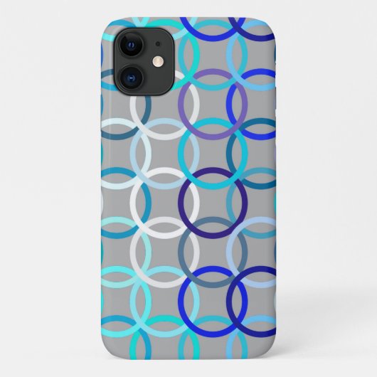 Moderne Kreisen, grau, blau und weiß Case-Mate iPhone Hülle (Rückseite)