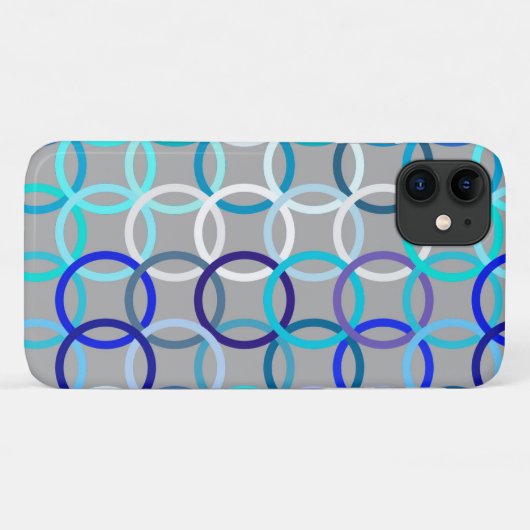 Moderne Kreisen, grau, blau und weiß Case-Mate iPhone Hülle (Rückseite (Horizontal))