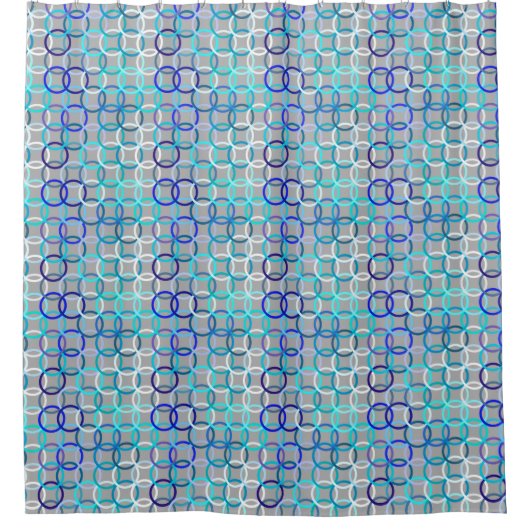 Moderne Kreisen, grau, blau und weiß Duschvorhang (Vorderseite)