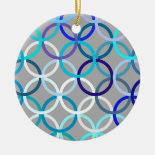 Moderne Kreisen, grau, blau und weiß Keramikornament