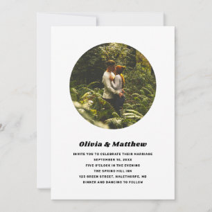 Moderne kreisförmige Foto-Hochzeit Minimalistisc Einladung