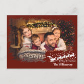Moderne Kreuzhüttenrahmen im Weihnachtsrot-Foto Postkarte (Vorderseite)