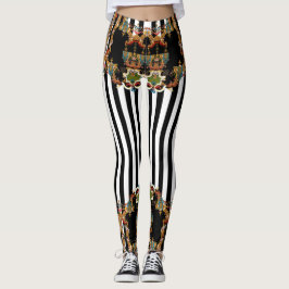 Moderne Kreuzstiche und schwarz-weiße Streifen Leggings