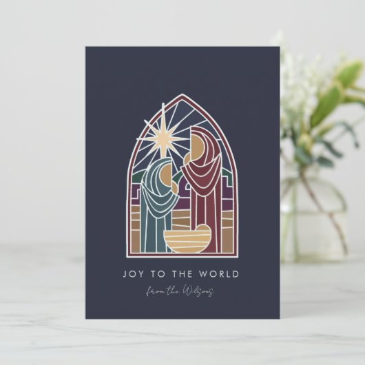 Moderne Krippe Feiertagskarte (Stehend Vorderseite)