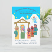 Moderne Krippe Weihnachtszeit-Party Einladung (Stehend Vorderseite)
