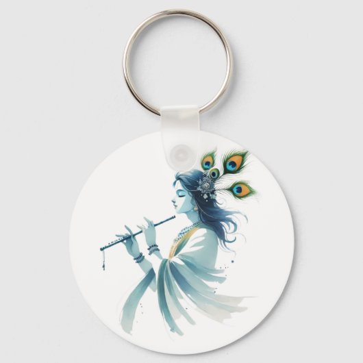 Moderne Krishna Print - Mischung aus Tradition Schlüsselanhänger (Rückseite)