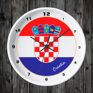 Moderne kroatische Flagge, trendige kroatische Zuh Runde Wanduhr