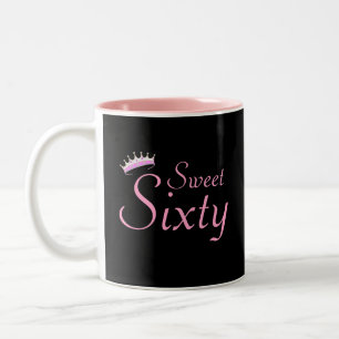 Moderne Krone Sweet Sixty auf Schwarz Zweifarbige Tasse