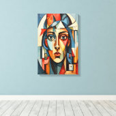 Moderne kubistische Portrait Geometric Wall Art Le Leinwanddruck (Insitu (Holzboden))
